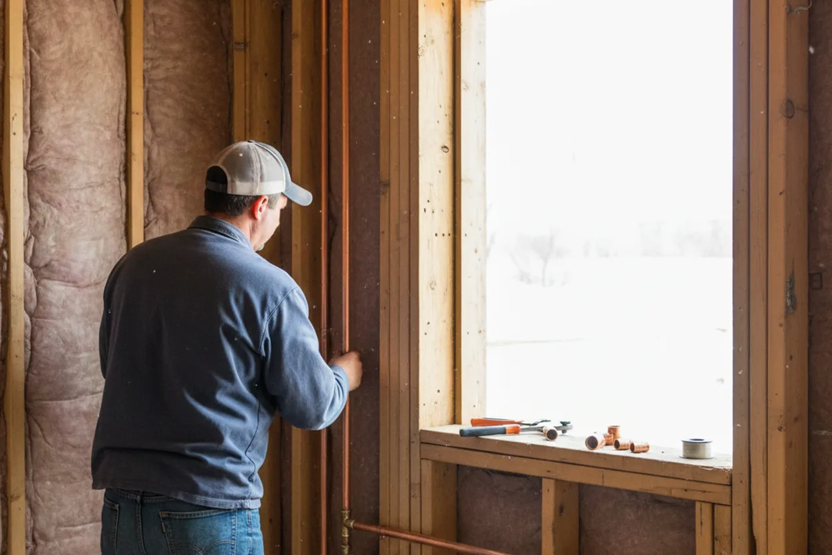 Licensed plumber running new copper supply lines in a Rentiesville home